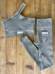 Grey ribbed Activewear set